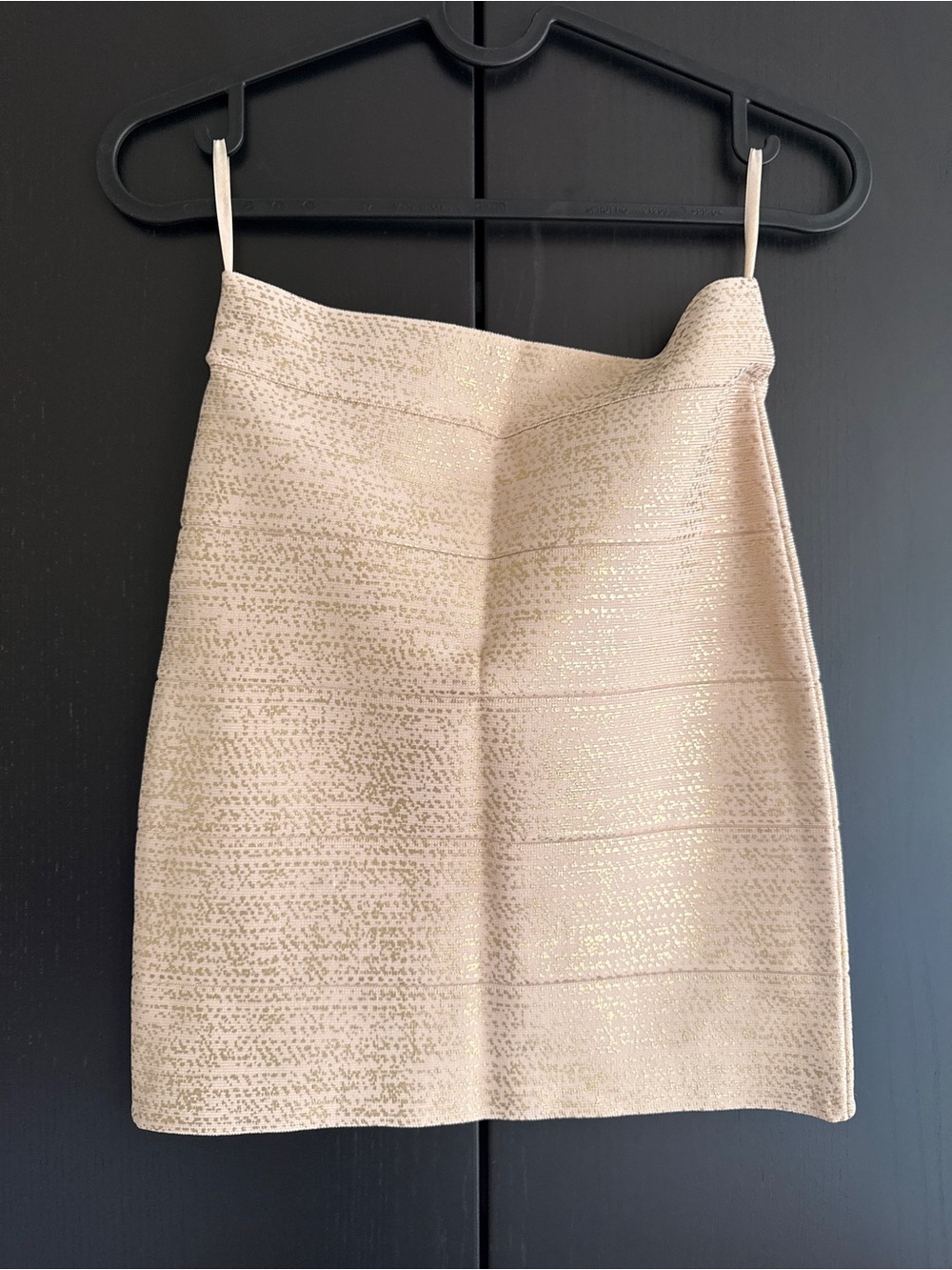 BCBGMaxAzria Metallic Cream Mini Skirt